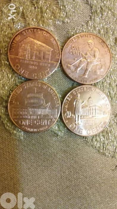 Set Four USA 1Cent Coin year 2009 Commemorative for president Lincolin 0