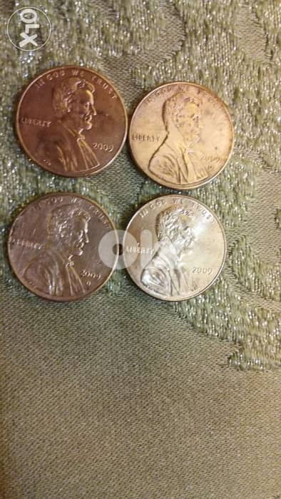 Set Four USA 1Cent Coin year 2009 Commemorative for president Lincolin 1