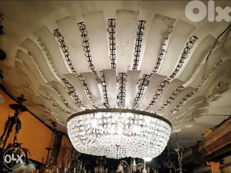 ترية ثرية كرستال ورق مورانو بلافونيار حجم كبير تصلح فيلا وقصر سعر مغري 0