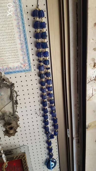 مسبحة ديكور زجاج خرزة زرقاء 0