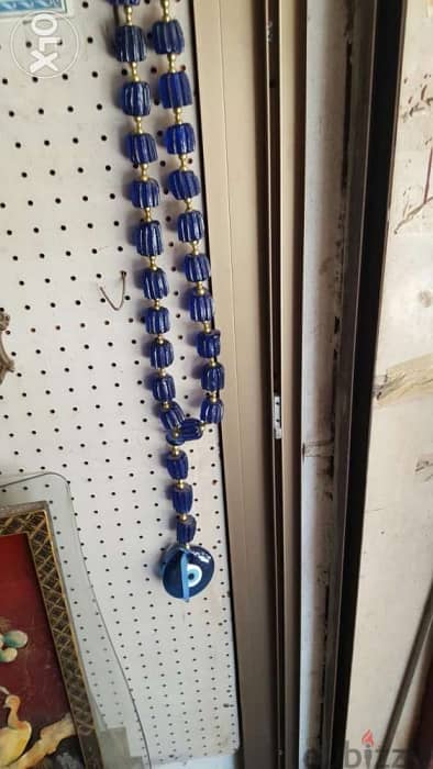 مسبحة ديكور زجاج خرزة زرقاء 1