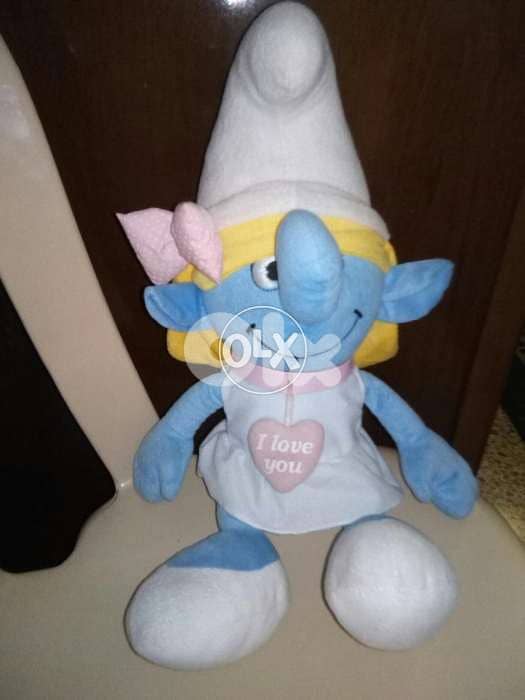 SMURFETTE LOVE LARGE PLUSH doll says I LOVE YOU by her hair 46 Cm=16$ 3