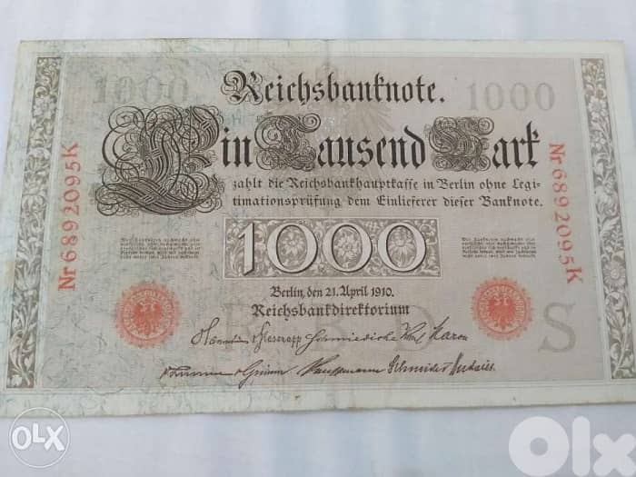 German Reich Large Banknote year 1910 0