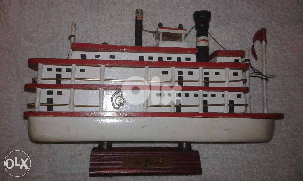 Vintage windable musical wooden ferry boat size 30*20 cm 1