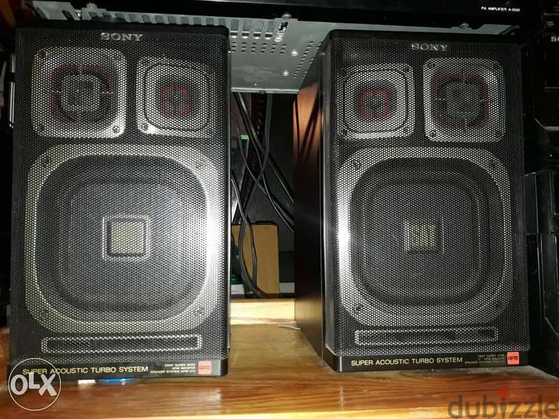 Pair of rare vintage Sony (APM -215) bass reflex super wide still new 0