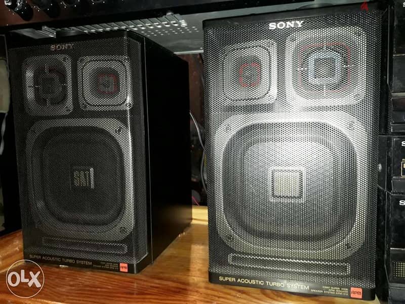 Pair of rare vintage Sony (APM -215) bass reflex super wide still new 5