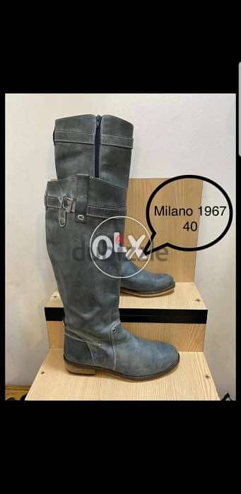 Grey leather bottines size 40 0