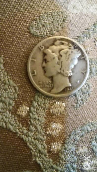 USA silver Dime Coin with the Winged Liberty Head year 1941 0