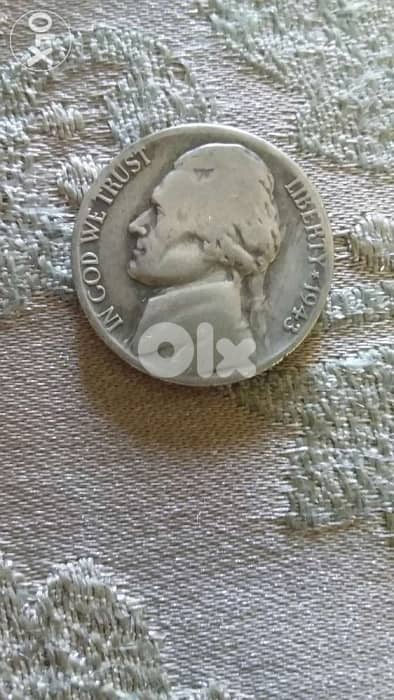 USA coin Jefersson 5 Cent War Time 1943 S with mild double die mint 0