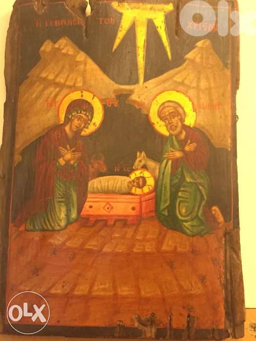 very rare greeck icon 18th century nativity 0