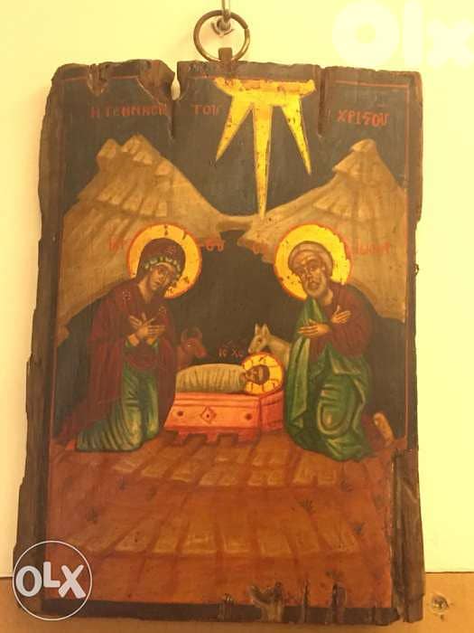 very rare greeck icon 18th century nativity 2