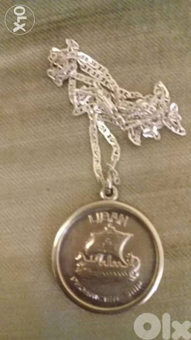 Lebanon Memorial Pendant with the Phencian ship & Silver neckless 0