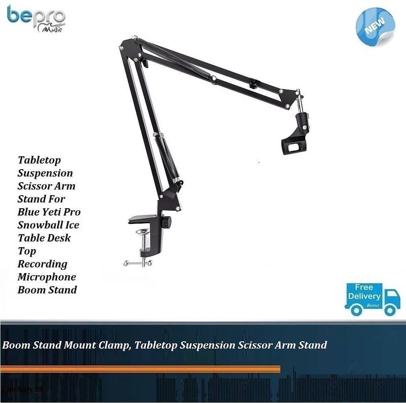 Boom Stand Mount Clamp, Tabletop Suspension Scissor Arm Stand 0