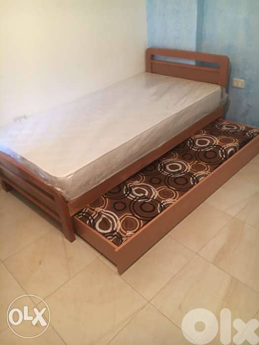 تخت مفرد مع جارور وفرشات 0