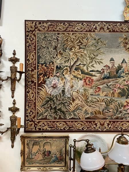 لوحةaubussonاوبيسون حياكة يدوية مميَّزة جداً بحالة ممتازة 2