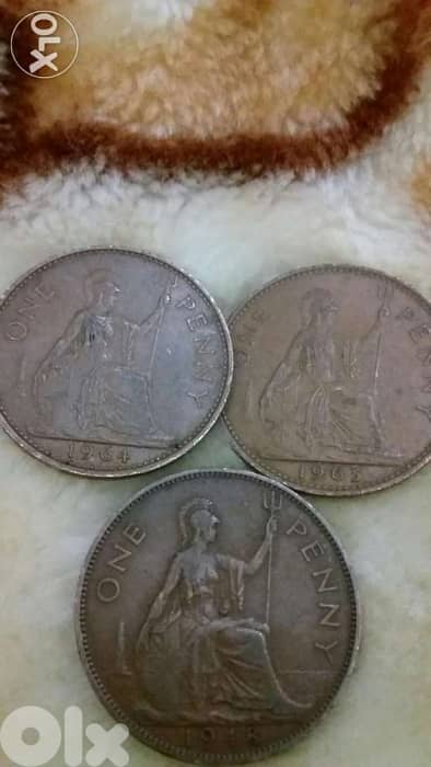 Set of Three English Coins King Georges VI 1948 &Elizabeth 1963 &,1964 1