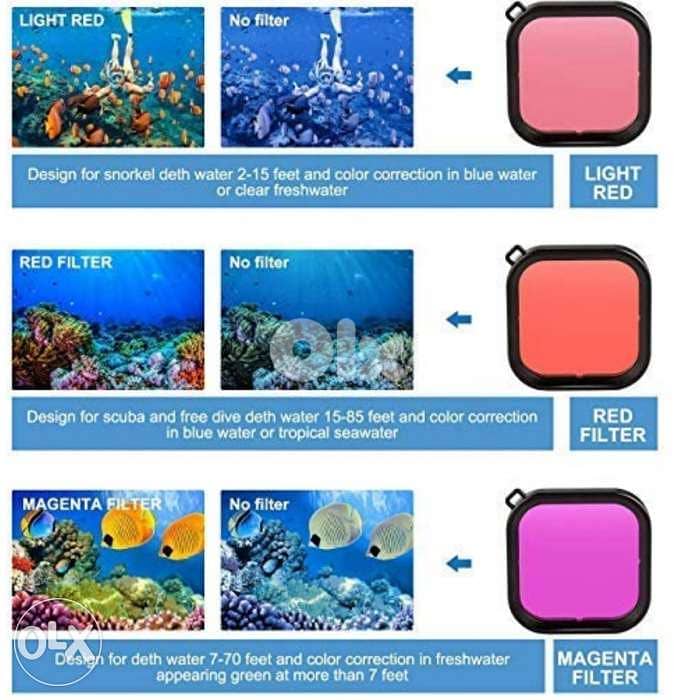 Gopro Hero 8 waterproof housing -60meters + 3 red filters 1