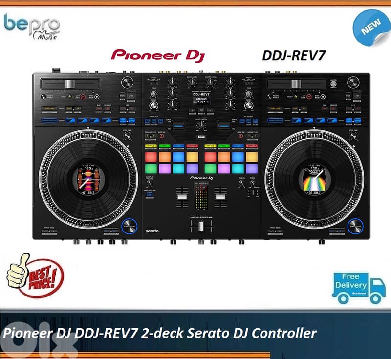 Pioneer DJ DDJ-REV7 2-deck Serato DJ Controller,Magvel Fader Pro 0