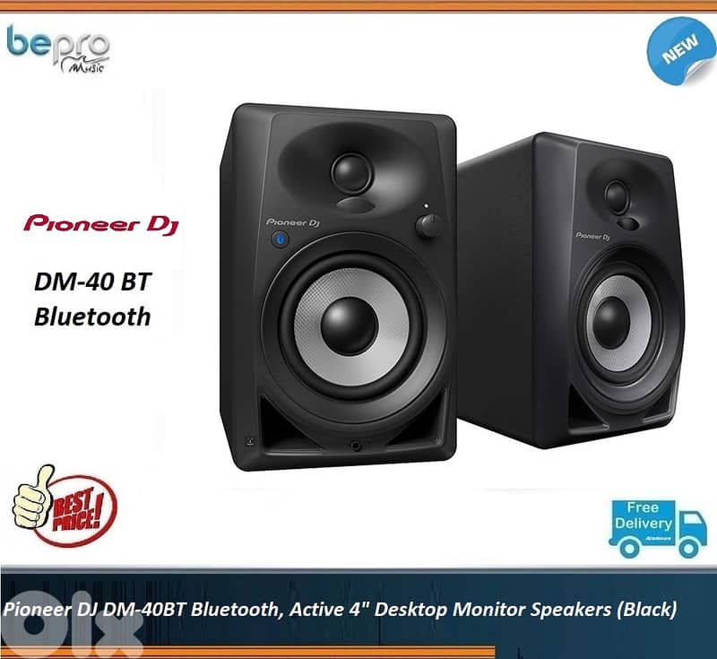 Pioneer DJ DM-40BT Bluetooth, Active 4" Desktop Monitor Speakers 0