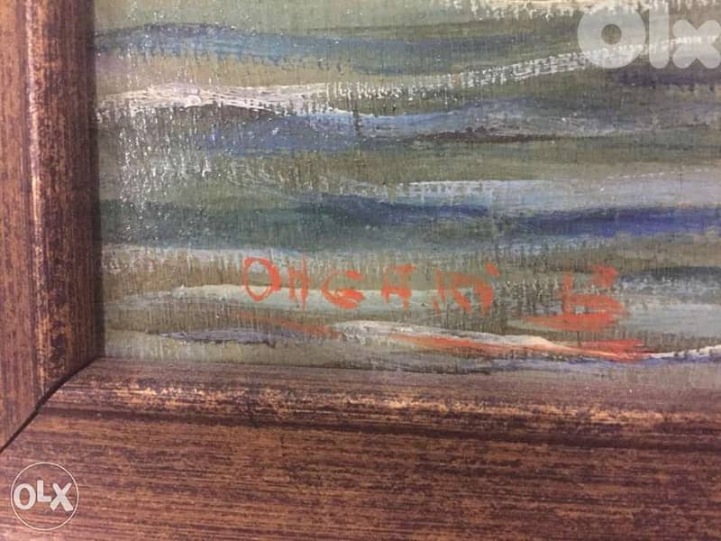 antique mid century europeen oil on panel painting 4