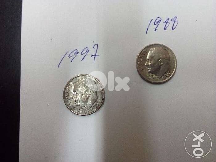 2 x One dime 0