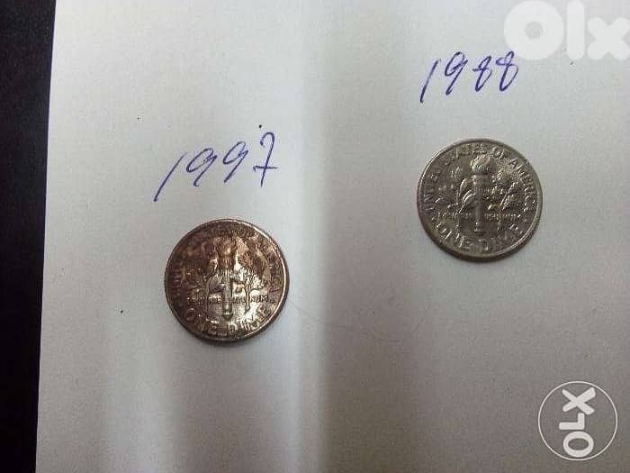 2 x One dime 1