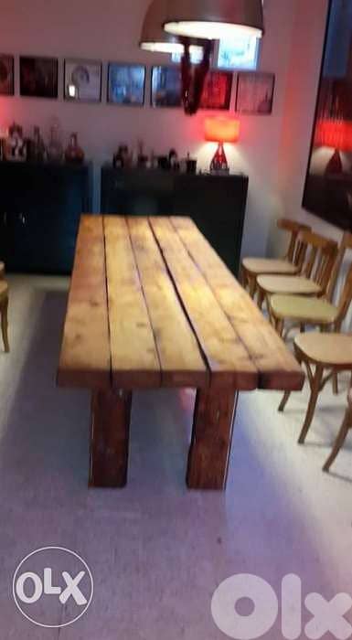 Dining table wood old massive طاولة سفرة خشب قطران 0