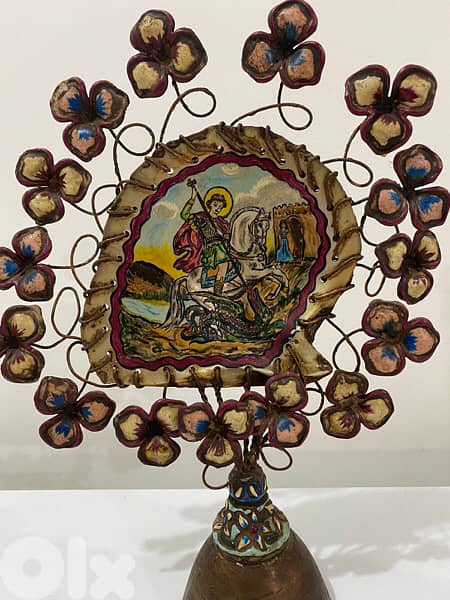 rare St. George’s Jerusalem 19th century icon mother of pearl 2