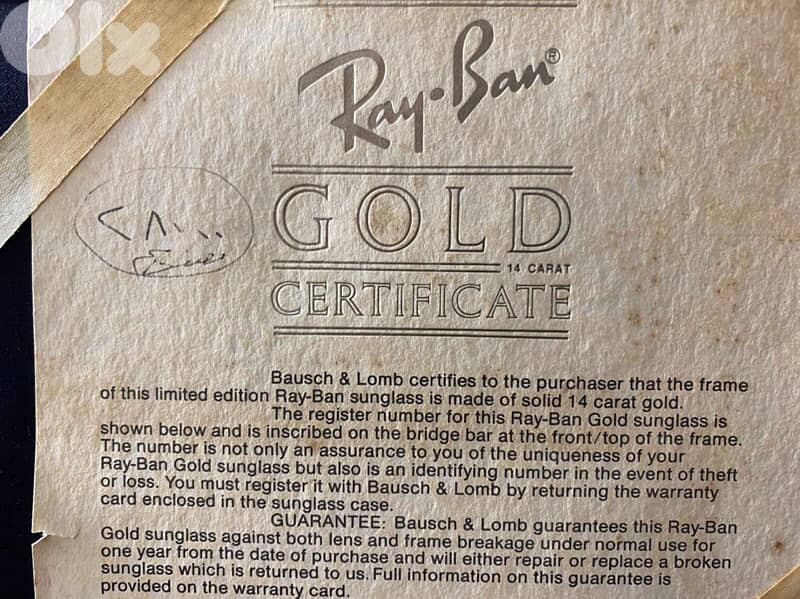 rare vintage limited 14k solid gold original Rayban Bausch and lomb 2