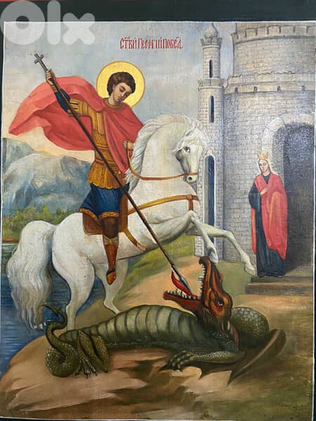 beautiful antique st georges Russian icon 1