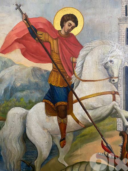beautiful antique st georges Russian icon 2