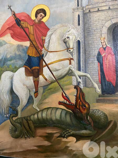 beautiful antique st georges Russian icon 3
