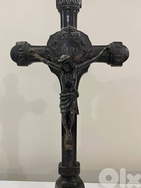 Antique German church etain cross 2