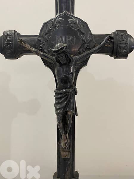 Antique German church etain cross 4