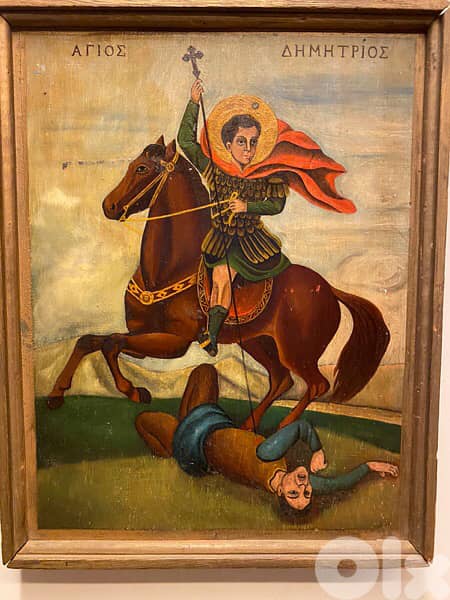 Antique Greeck icon St Dimitri 19th 0