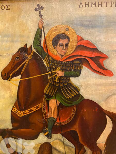 Antique Greeck icon St Dimitri 19th 1