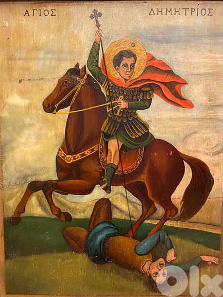 Antique Greeck icon St Dimitri 19th 2
