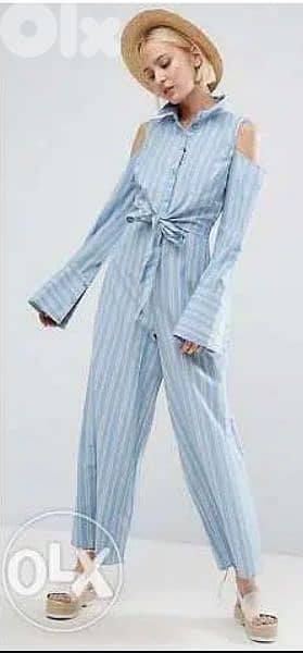 Asos wide legs jumpsuit overall size medium 38 40 اوفرول 0