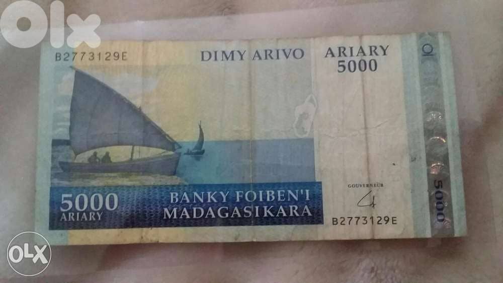 Madagaskar Island Bank note عملة جزيرة مدغشفر في المحيطةالهندي 0
