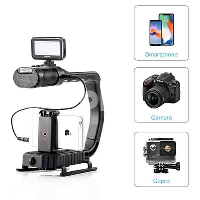 AY49U C Type Portable Camera Stabilizer Fill Light Microphone Camera