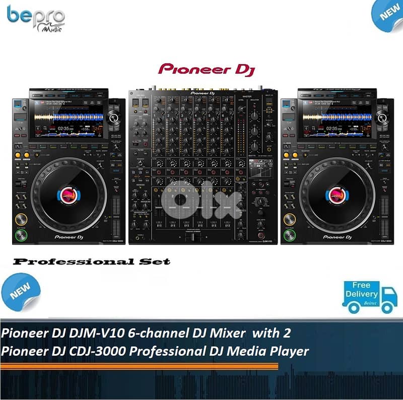 Pioneer DJ DJM-V10 Mixer & (2 ) Pioneer DJ CDJ-3000 Media Player 0