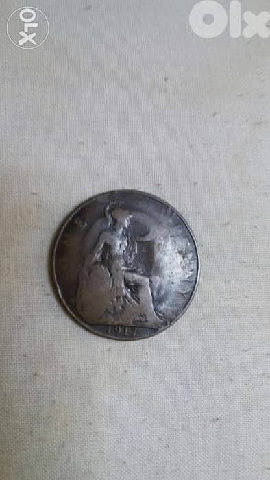 King Georges V the fifth UK Penny year 1917 1