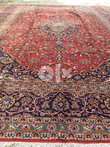 سجاد عجمي. كاشان كرك370/270. persian Carpet. tapis. Hand made 8