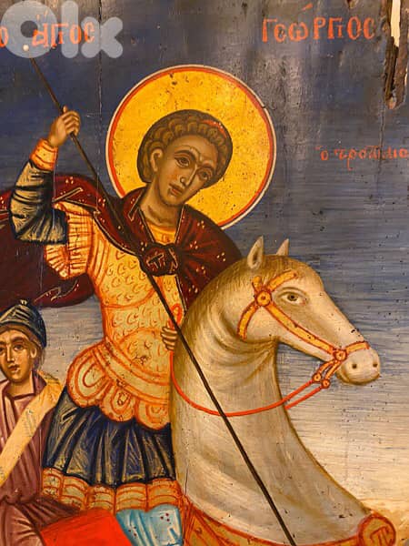 rare antique greeck 19th century icon St Georges 4
