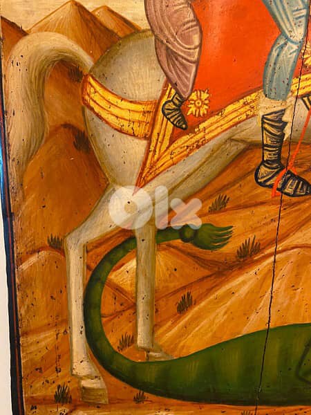 rare antique greeck 19th century icon St Georges 5