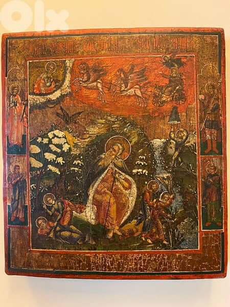 rare antique early 19th century Russian icon St Elia 11