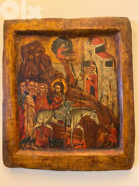 antique greeck icon Palm Sunday 19th 0