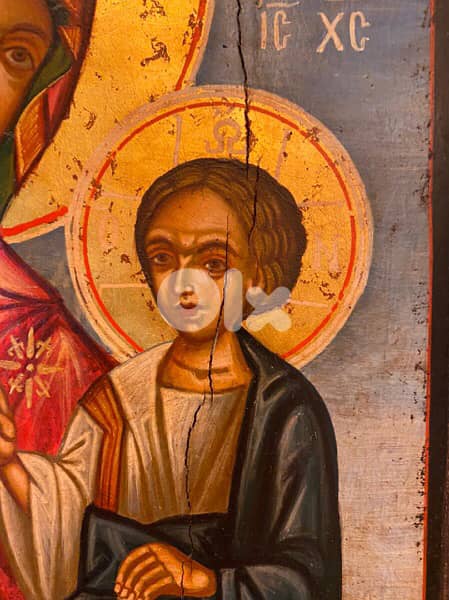 antique greeck 19th century icon holy mother and Jesus 2