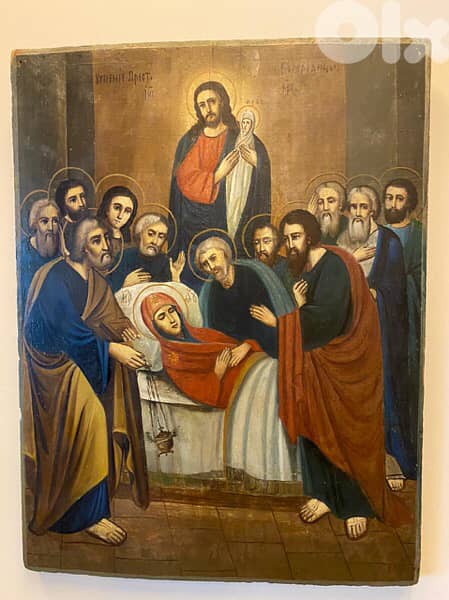 rare antique 19th century Russian icon dormition 1