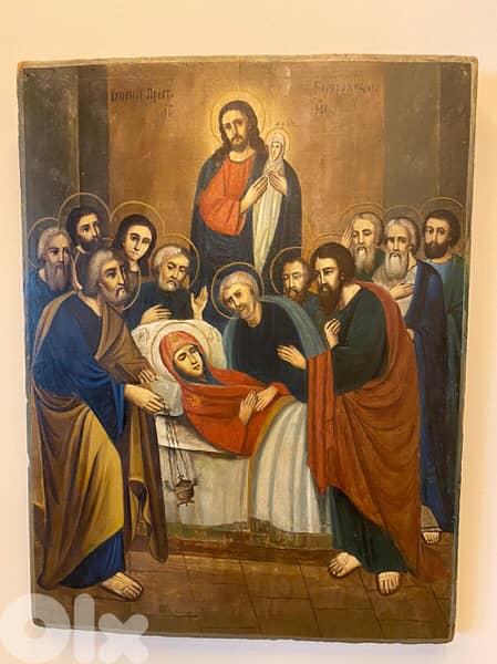 rare antique 19th century Russian icon dormition 8